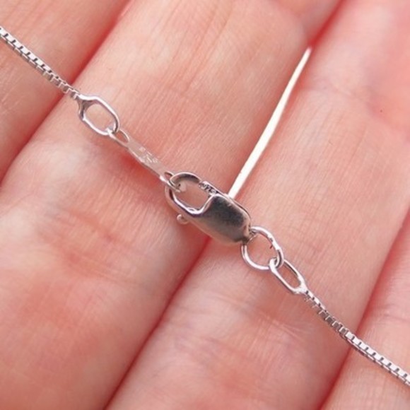 SAI 925 Sterling Silver & 14K Gold Real Ruby Heart Box Chain Necklace 18" - Picture 5 of 8